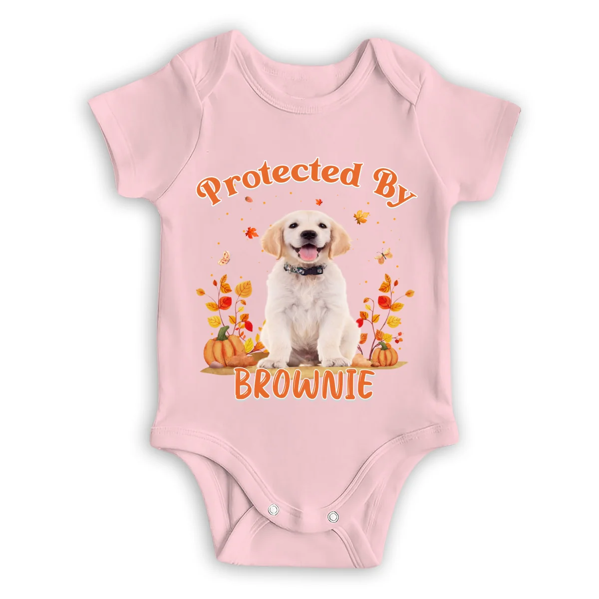 Autumn Dog Baby Photo - Personalized Custom Baby Onesie - Image 7