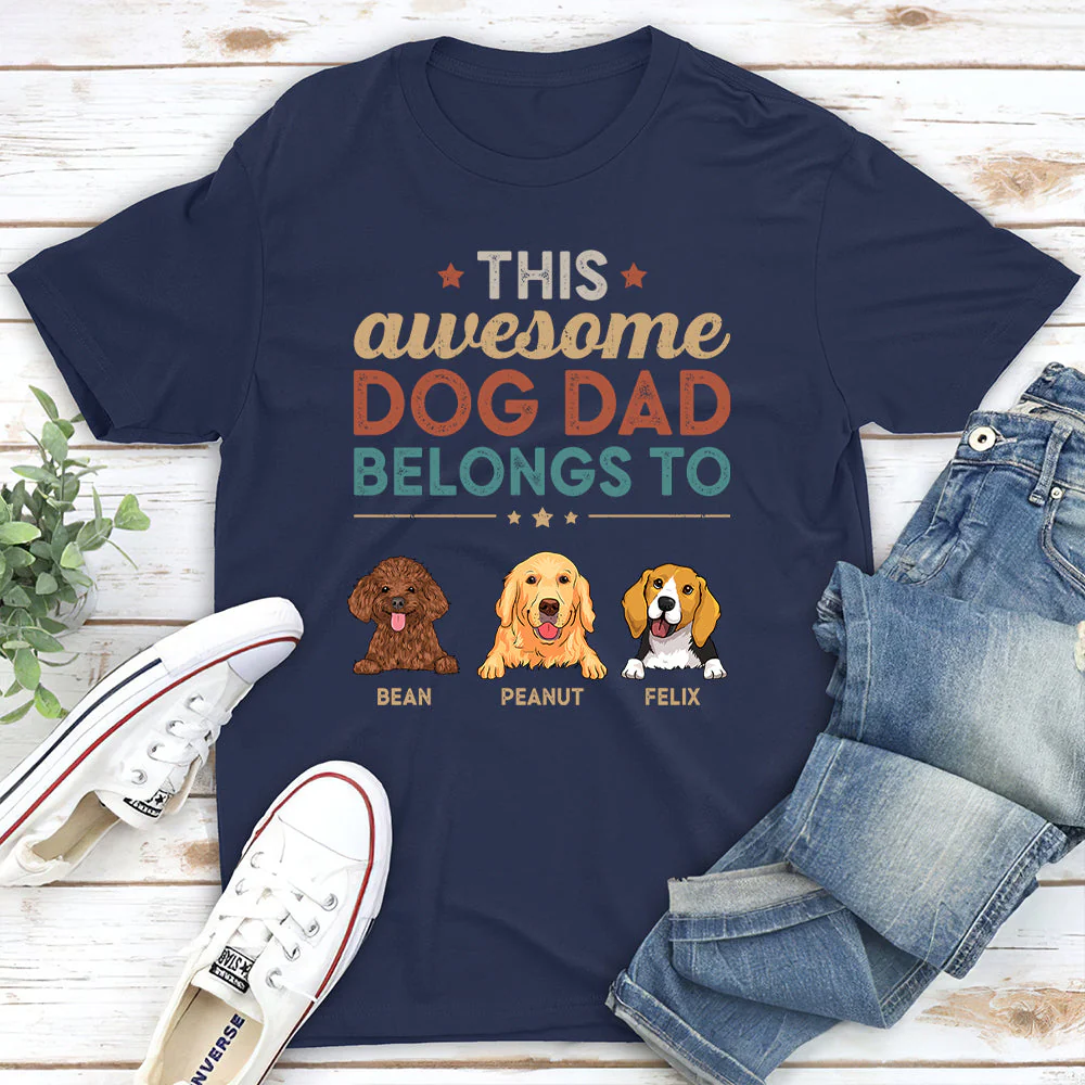 Awesome Dog Dad - Personalized Custom Unisex T-shirt - Image 2