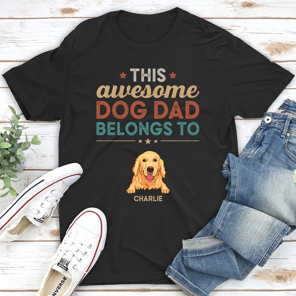Awesome Dog Dad - Personalized Custom Unisex T-shirt - Image 3