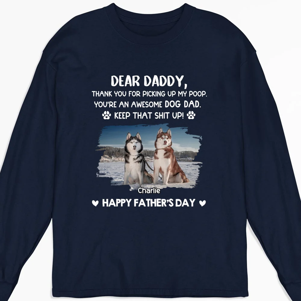 Awesome Dog Dad Photo - Personalized Custom Long Sleeve T-Shirt - Image 2