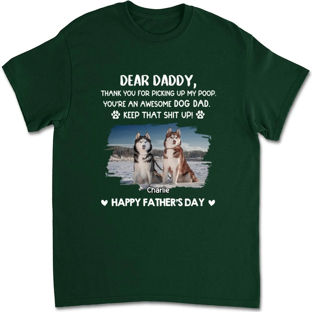 Awesome Dog Dad Photo - Personalized Custom Unisex T-shirt - Image 4