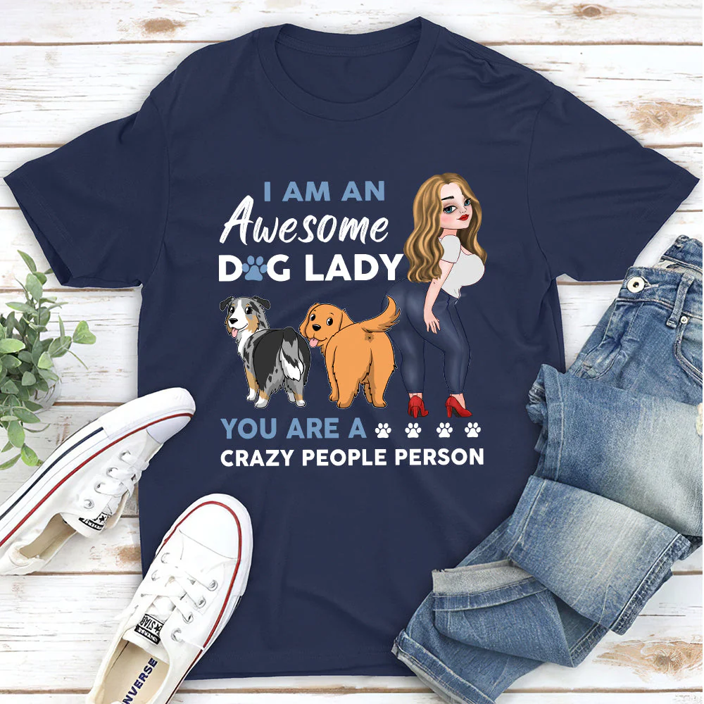 Awesome Dog Lady - Personalized Custom Unisex T-shirt - Image 3