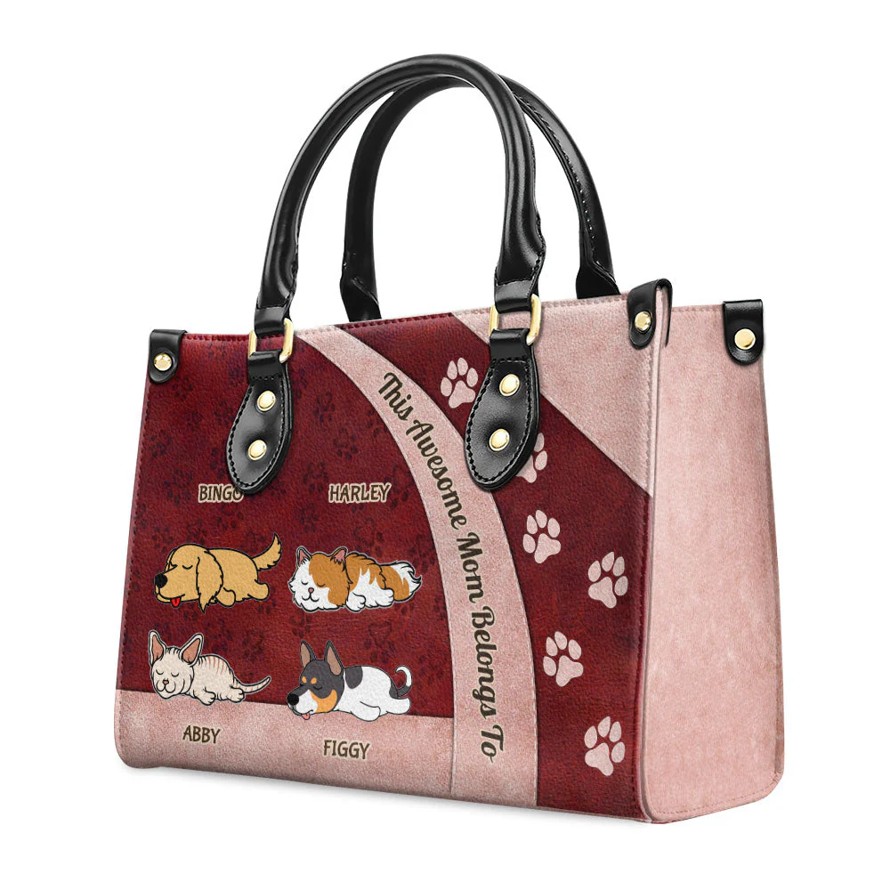 Awesome Mom Belongs To - Personalized Custom Leather Bag - Image 3