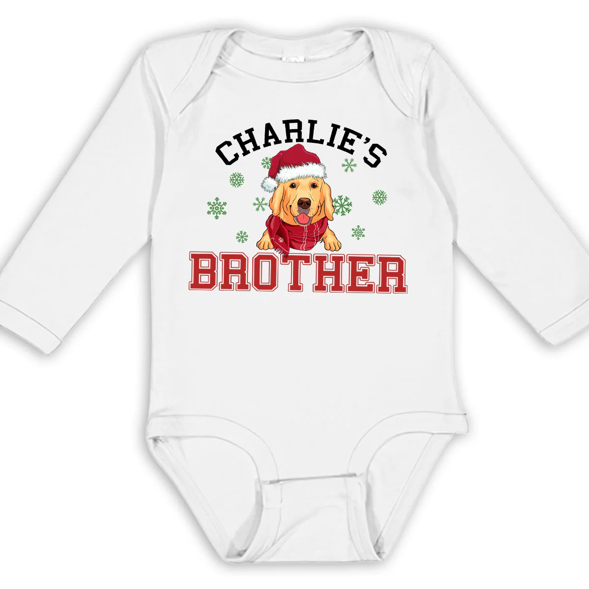 Baby Dog Brother Sister - Personalized Custom Long Sleeve Baby Onesie