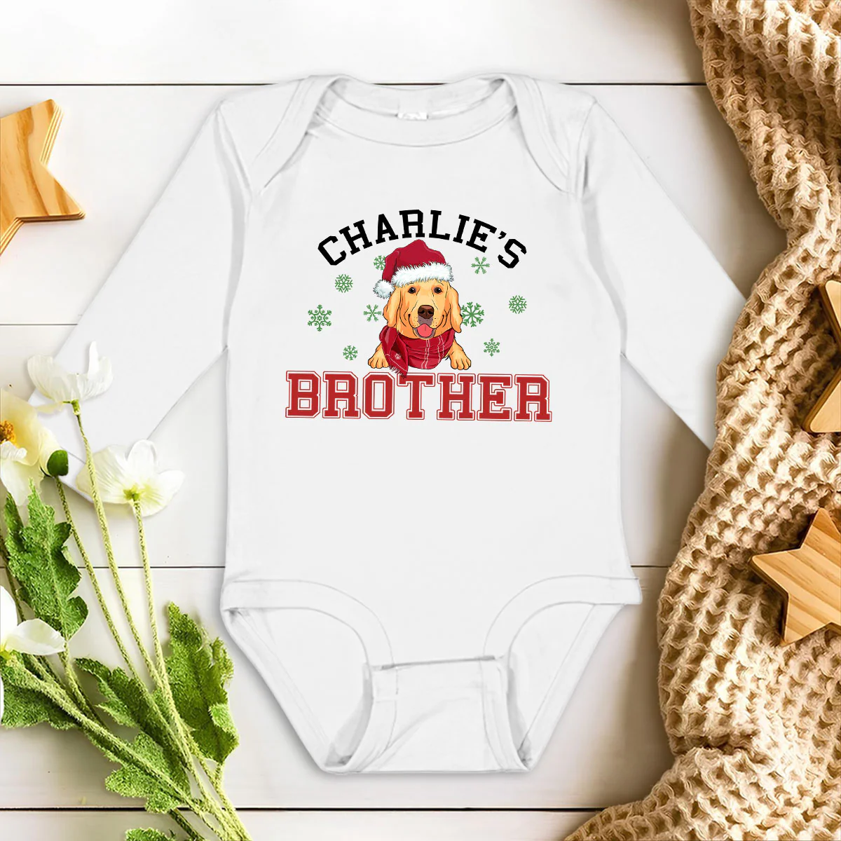 Baby Dog Brother Sister - Personalized Custom Long Sleeve Baby Onesie - Image 2