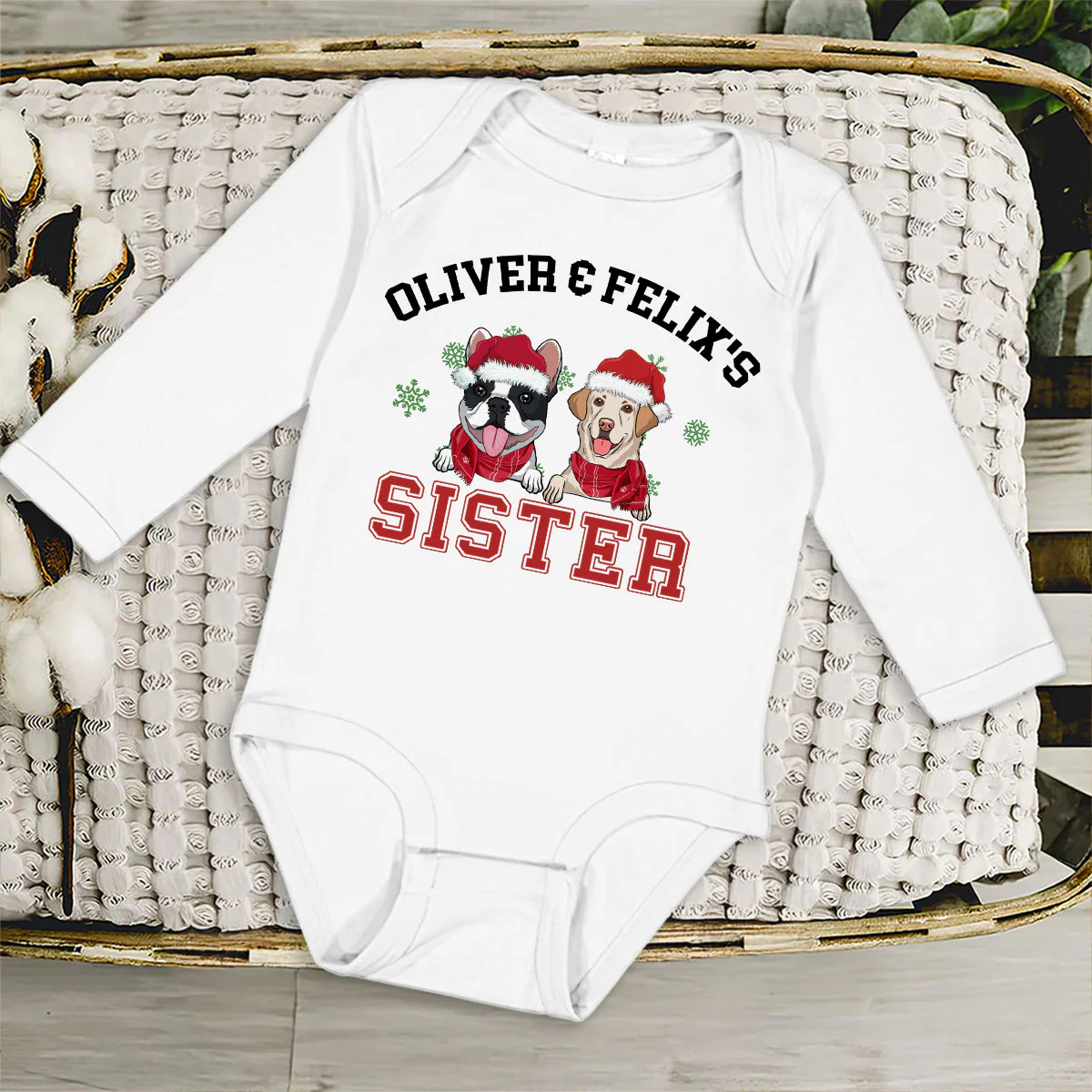 Baby Dog Brother Sister - Personalized Custom Long Sleeve Baby Onesie - Image 5