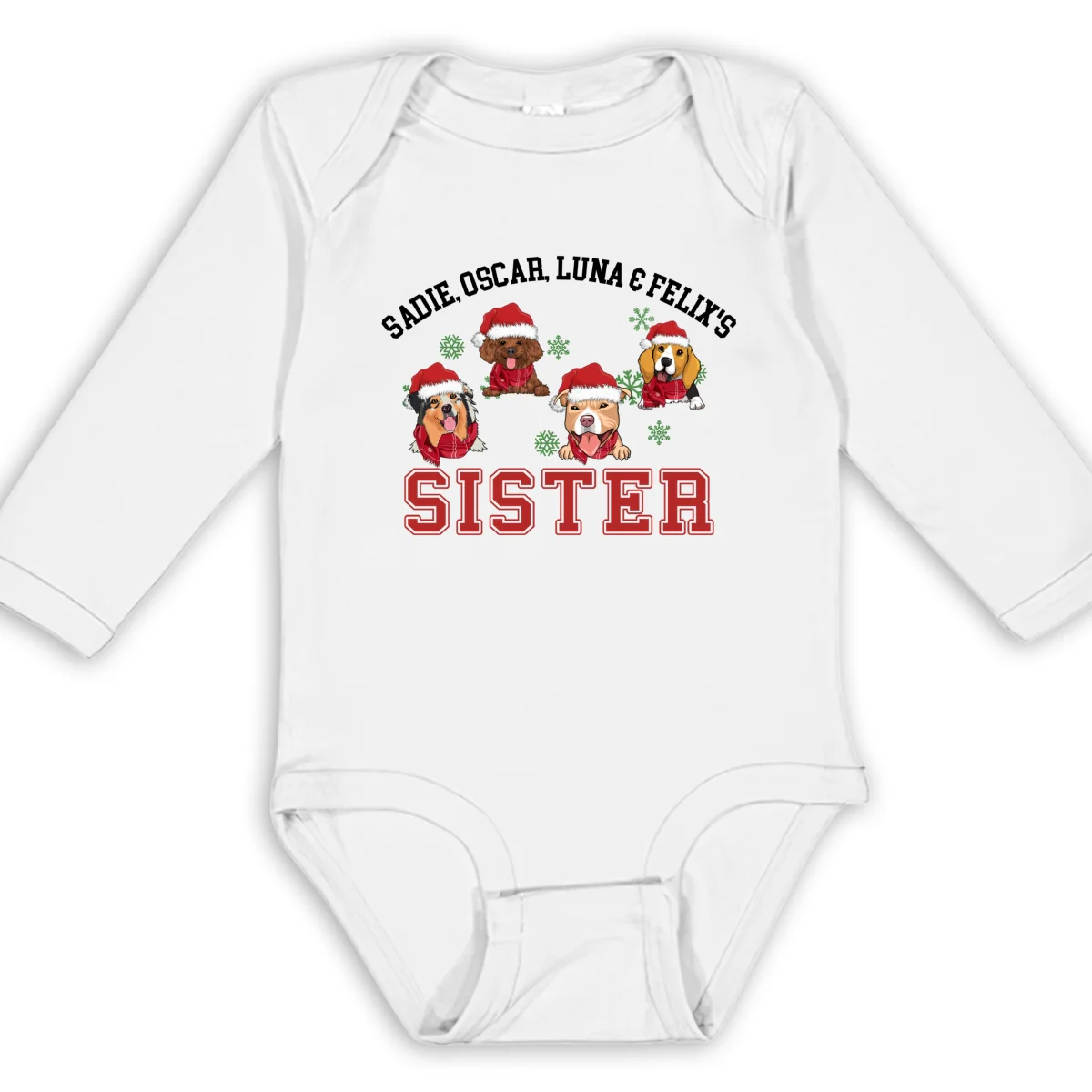 Baby Dog Brother Sister - Personalized Custom Long Sleeve Baby Onesie - Image 6