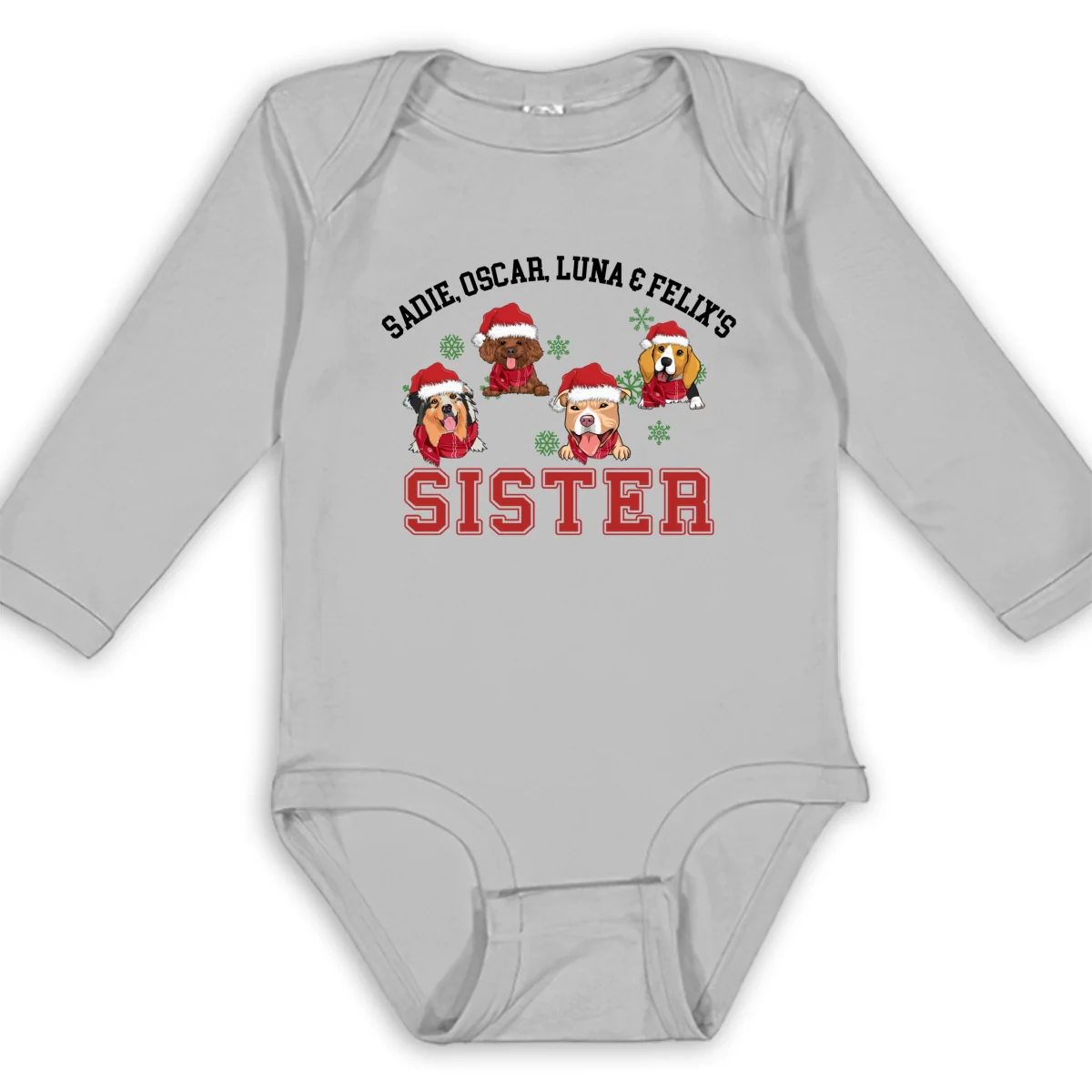 Baby Dog Brother Sister - Personalized Custom Long Sleeve Baby Onesie - Image 7