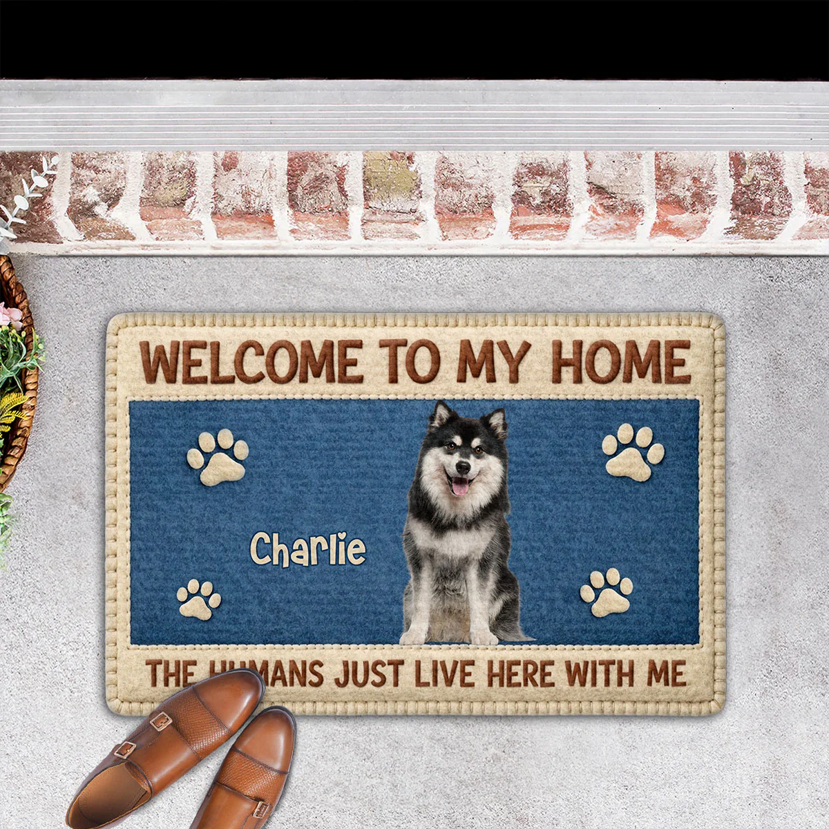 Baby Family Dogs Photo - Personalized Custom Doormat