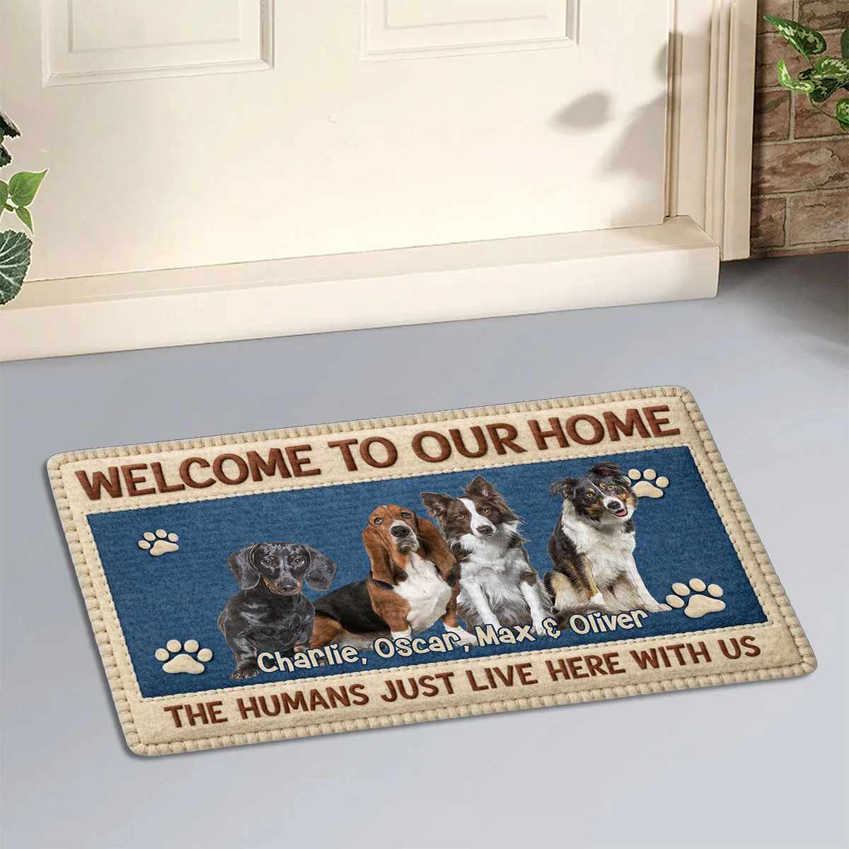 Baby Family Dogs Photo - Personalized Custom Doormat - Image 3