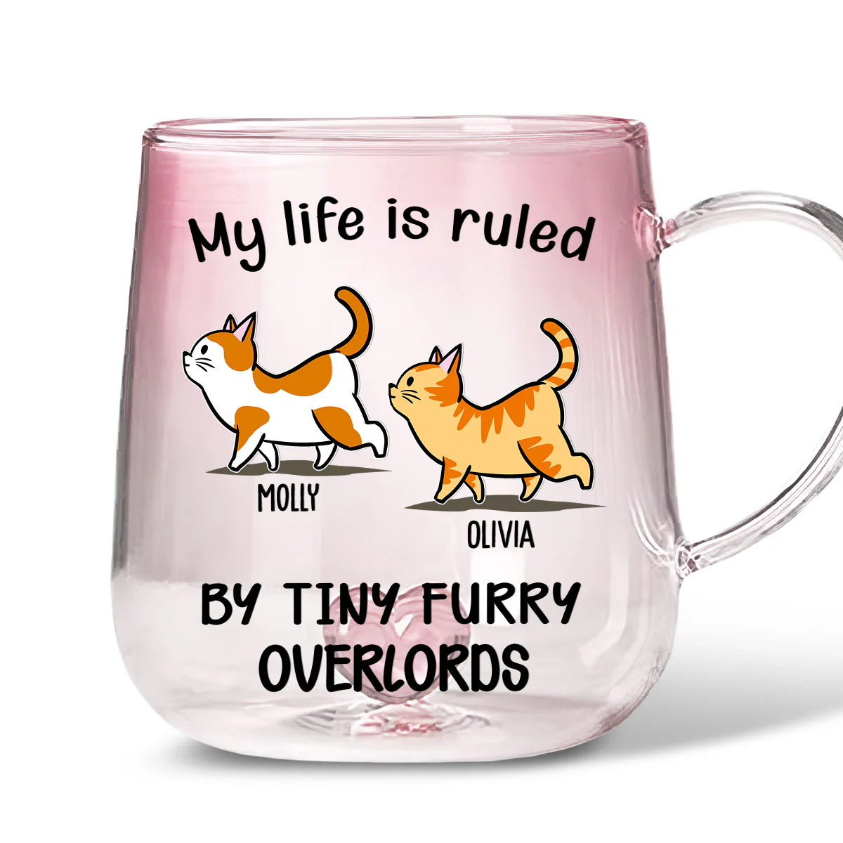 Baby Tiny Furry Overlords - Personalized Custom Pink Gradient Glass Mug