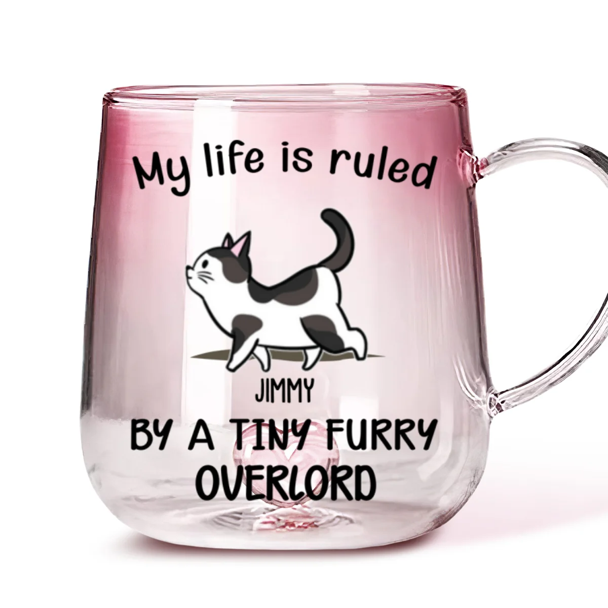 Baby Tiny Furry Overlords - Personalized Custom Pink Gradient Glass Mug - Image 5