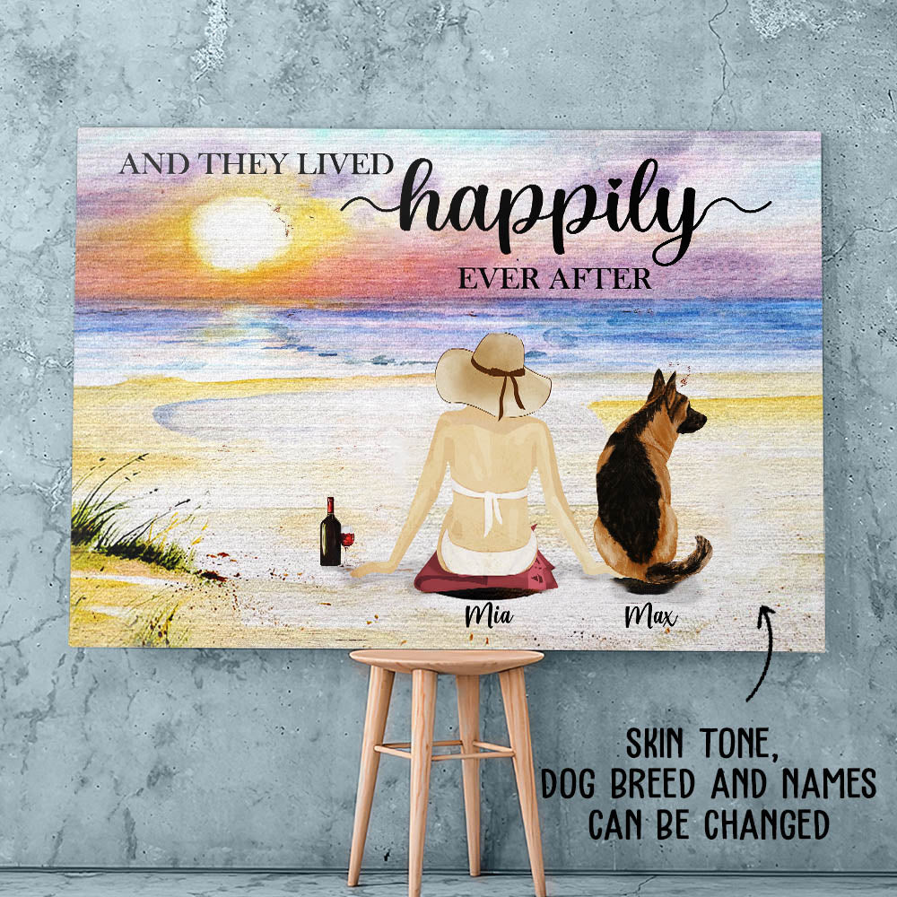 Beach And Dog - Personalized Custom Canvas - Image 4