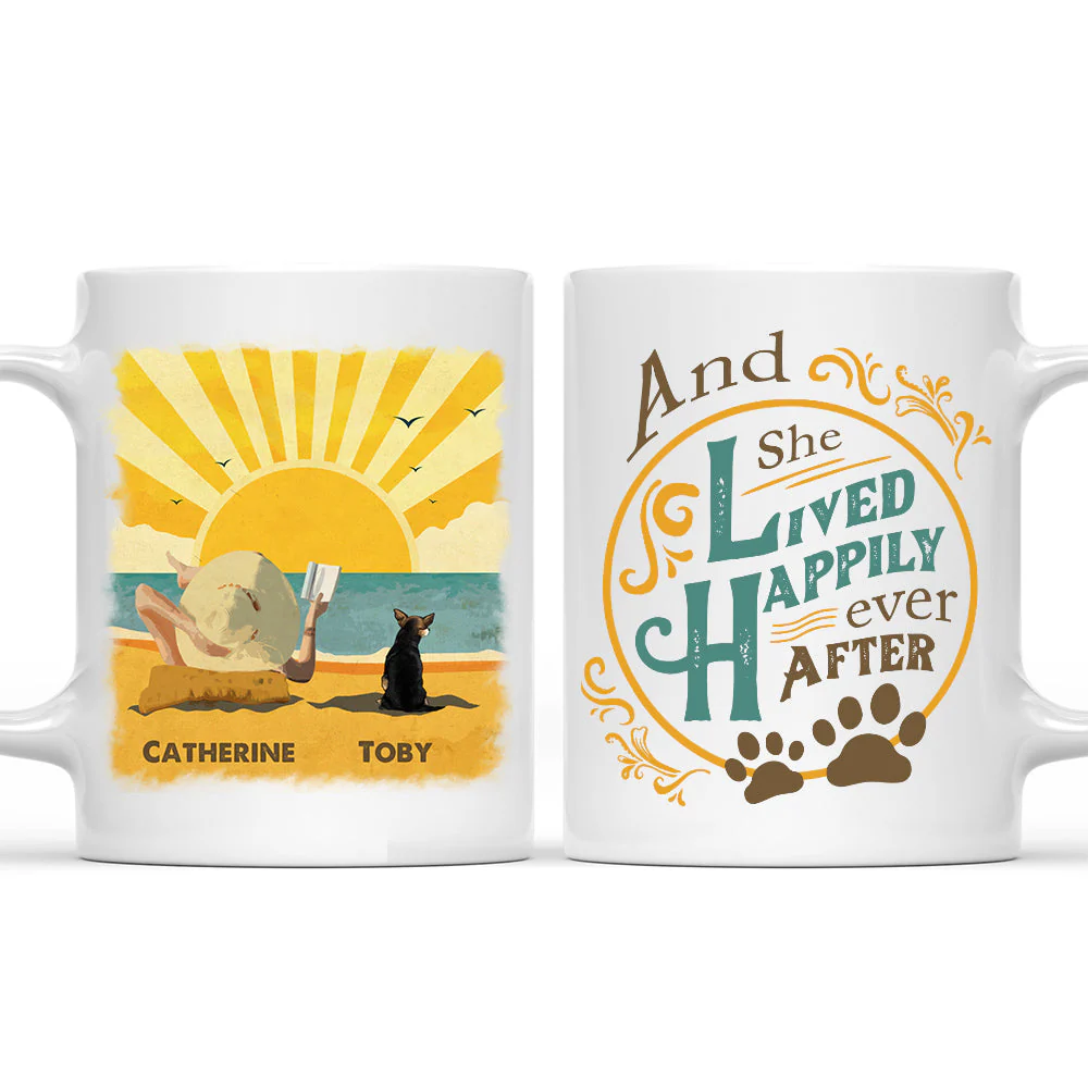 Beach, Book & Dog - Mug
