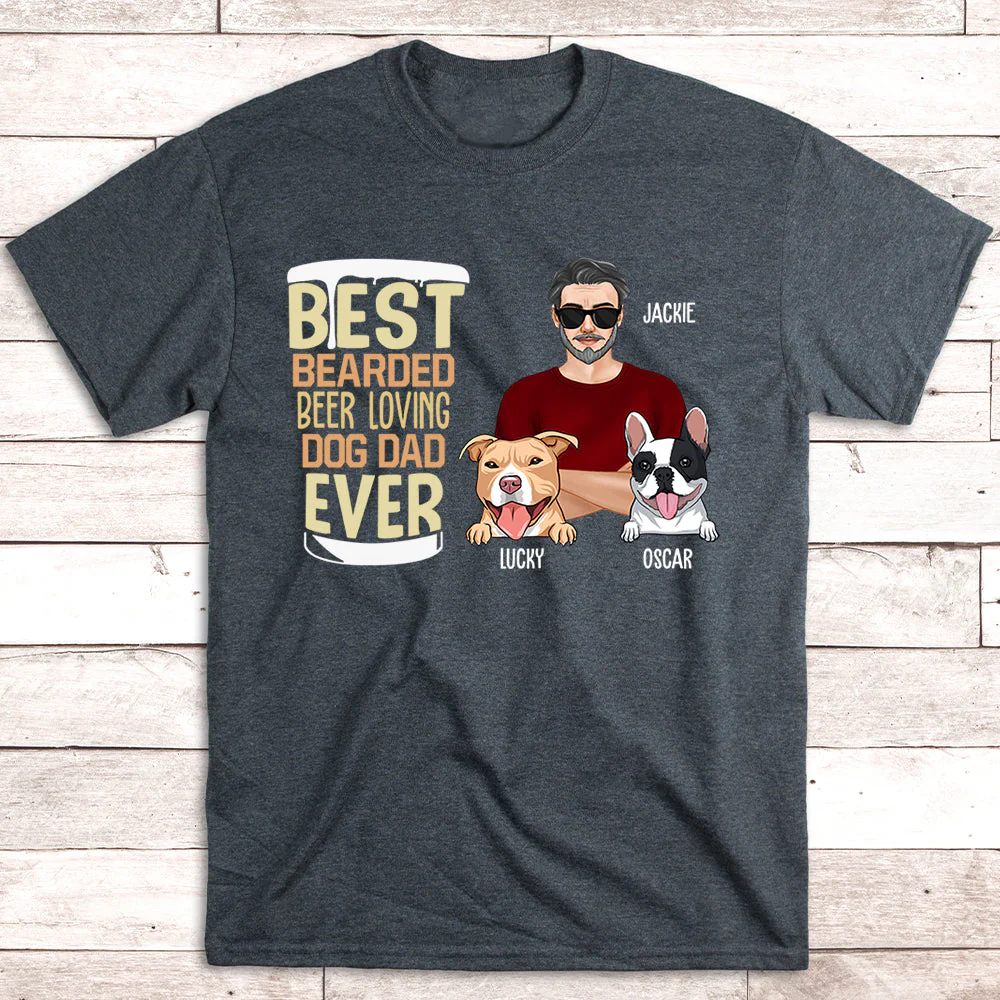 Bearded Dog Dad - Personalized Custom Premium T-shirt - Image 3