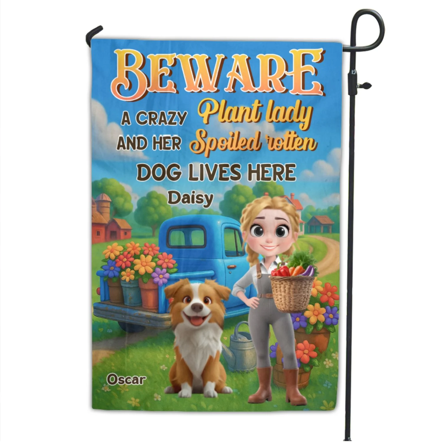 Beautiful Landscape With Dogs - Personalized Custom Flag - Image 7