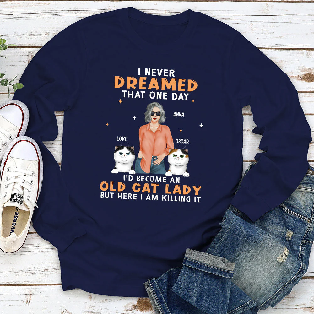 Become An Old Cat Lady - Personalized Custom Long Sleeve T-shirt - Image 2