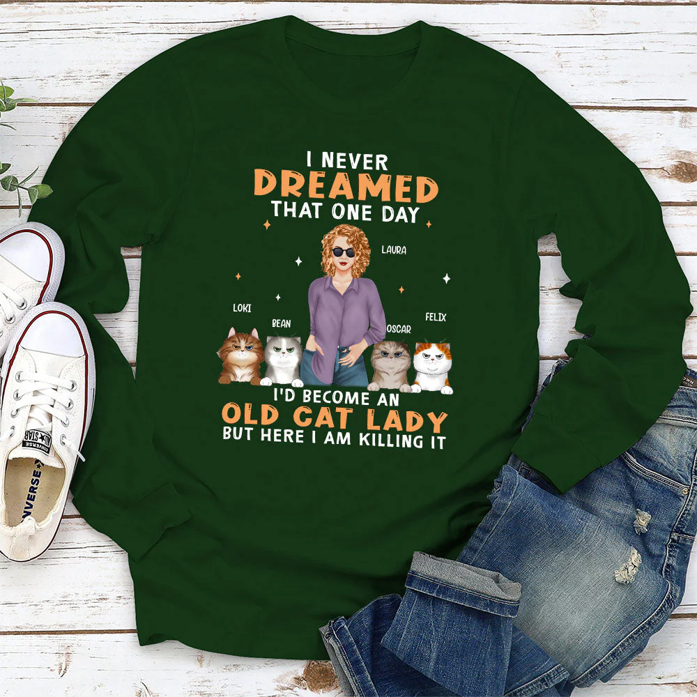 Become An Old Cat Lady - Personalized Custom Long Sleeve T-shirt - Image 3