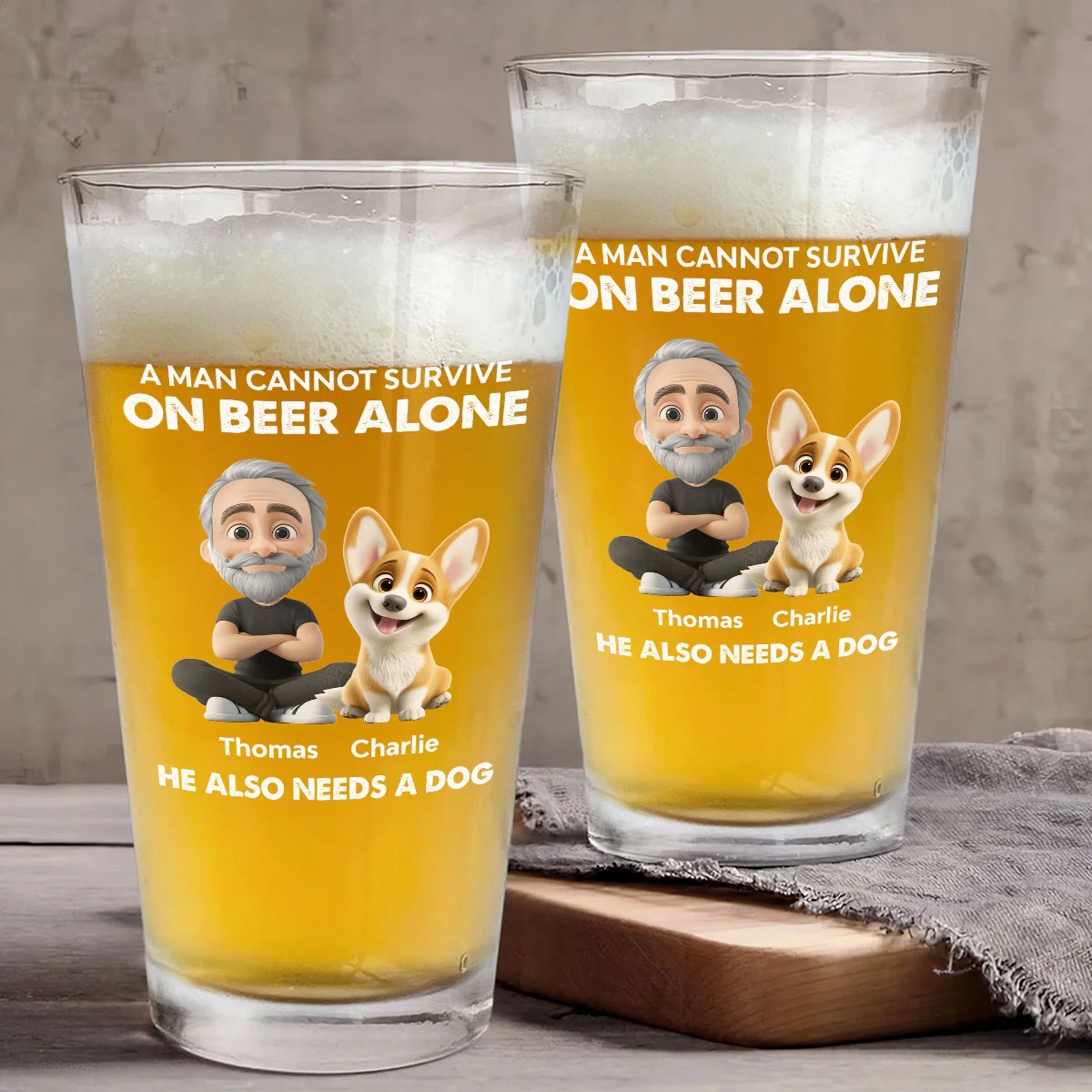 Beer Alone - Personalized Custom Beer Glass - Image 3