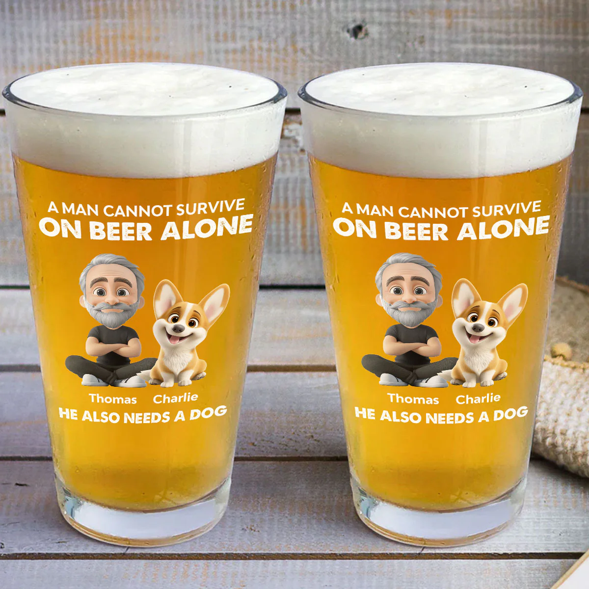 Beer Alone - Personalized Custom Beer Glass - Image 4