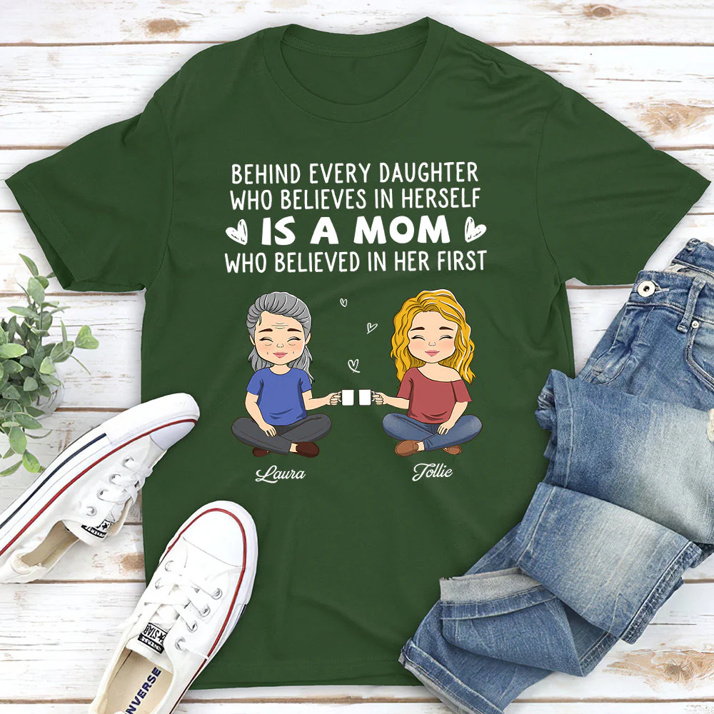 Behind Every Daughter - Personalized Custom Unisex T-shirt - Image 2