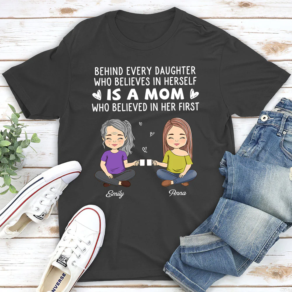 Behind Every Daughter - Personalized Custom Unisex T-shirt - Image 4