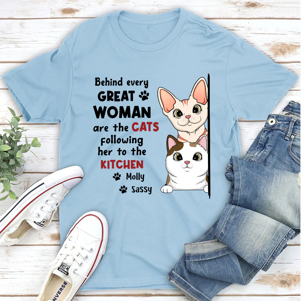 Behind Every Great Woman - Personalized Custom Unisex T-shirt - Image 2
