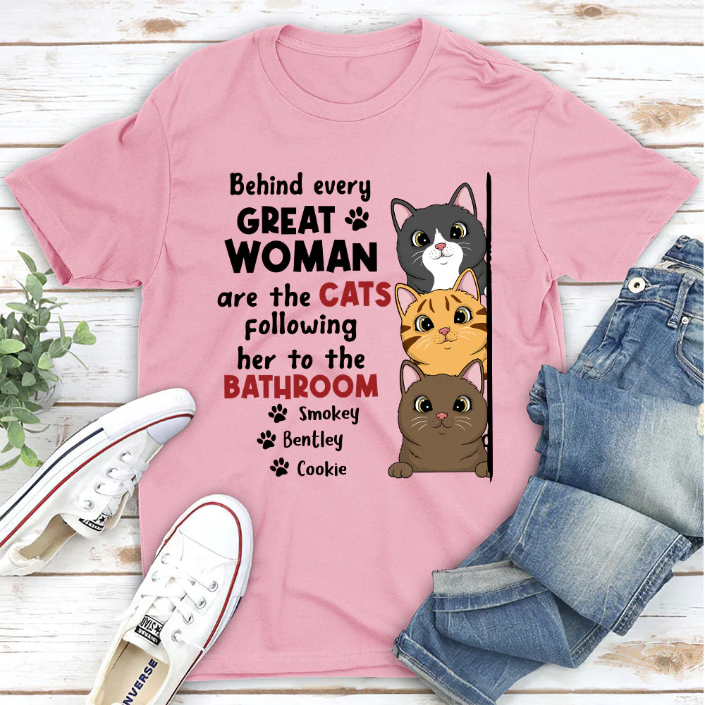 Behind Every Great Woman - Personalized Custom Unisex T-shirt - Image 3