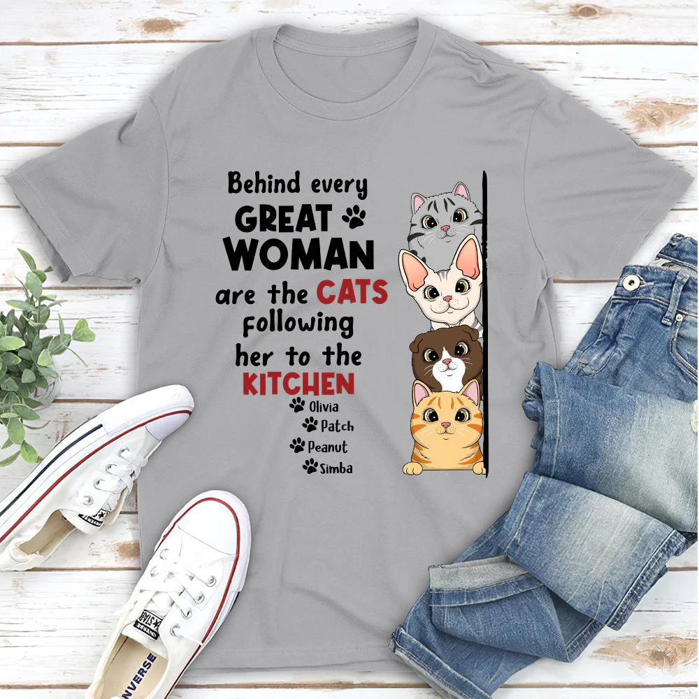 Behind Every Great Woman - Personalized Custom Unisex T-shirt - Image 4
