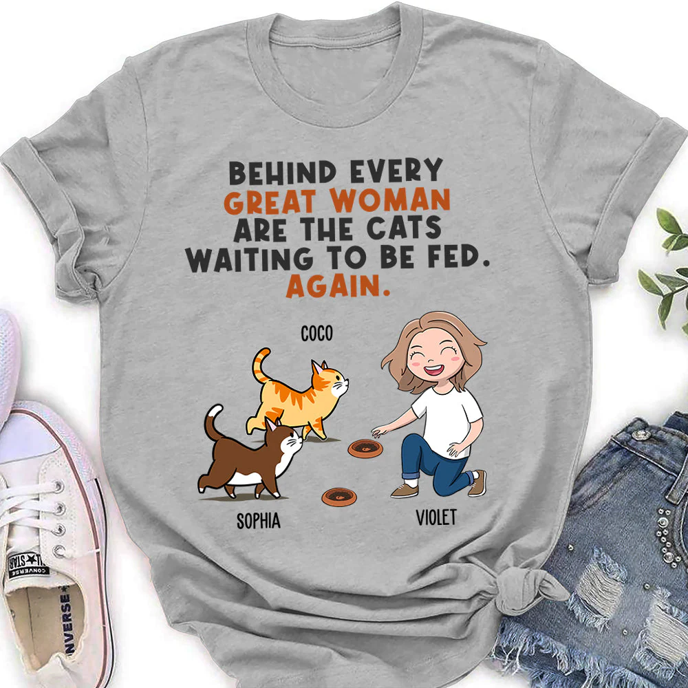 Behind Great Woman - Personalized Custom Women's T-shirt