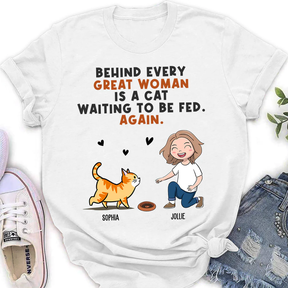 Behind Great Woman - Personalized Custom Women's T-shirt - Image 2