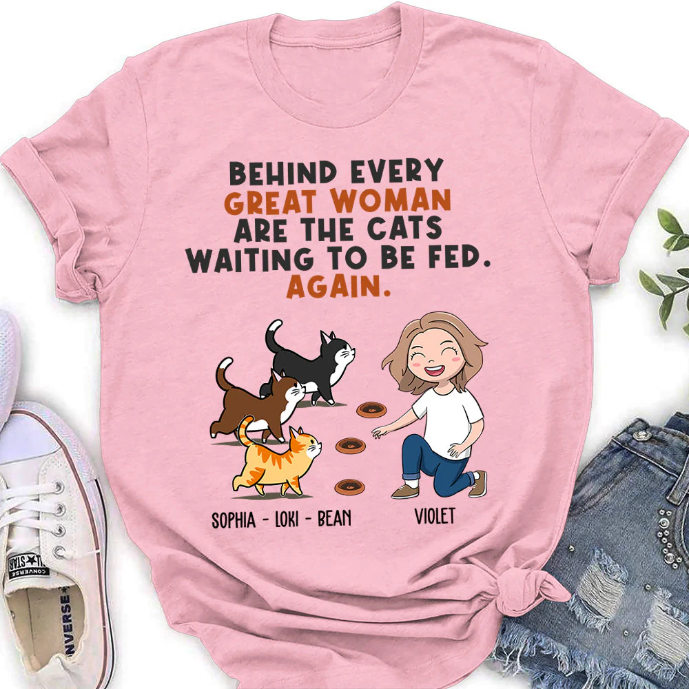 Behind Great Woman - Personalized Custom Women's T-shirt - Image 3