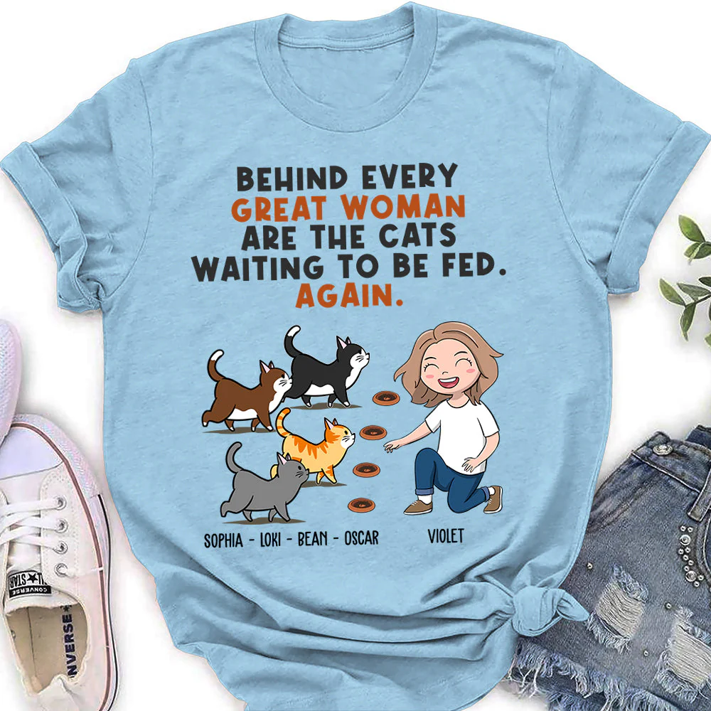 Behind Great Woman - Personalized Custom Women's T-shirt - Image 4