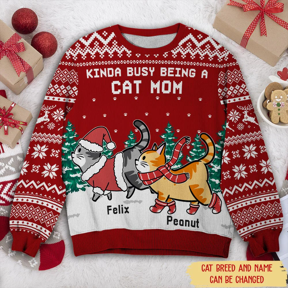 Being A Cat Mom - Personalized Custom All-Over-Print Sweatshirt - Image 2
