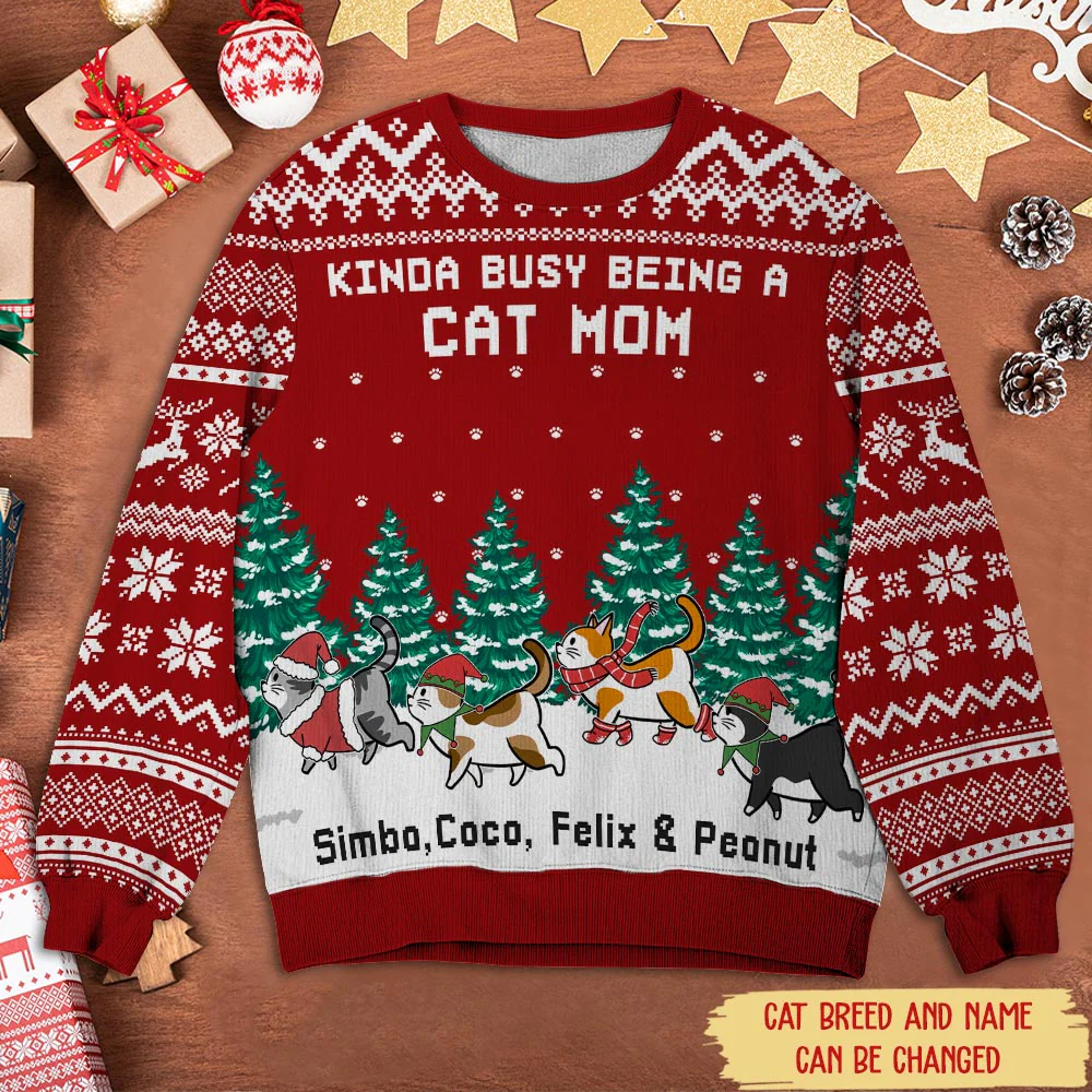 Being A Cat Mom - Personalized Custom All-Over-Print Sweatshirt - Image 4