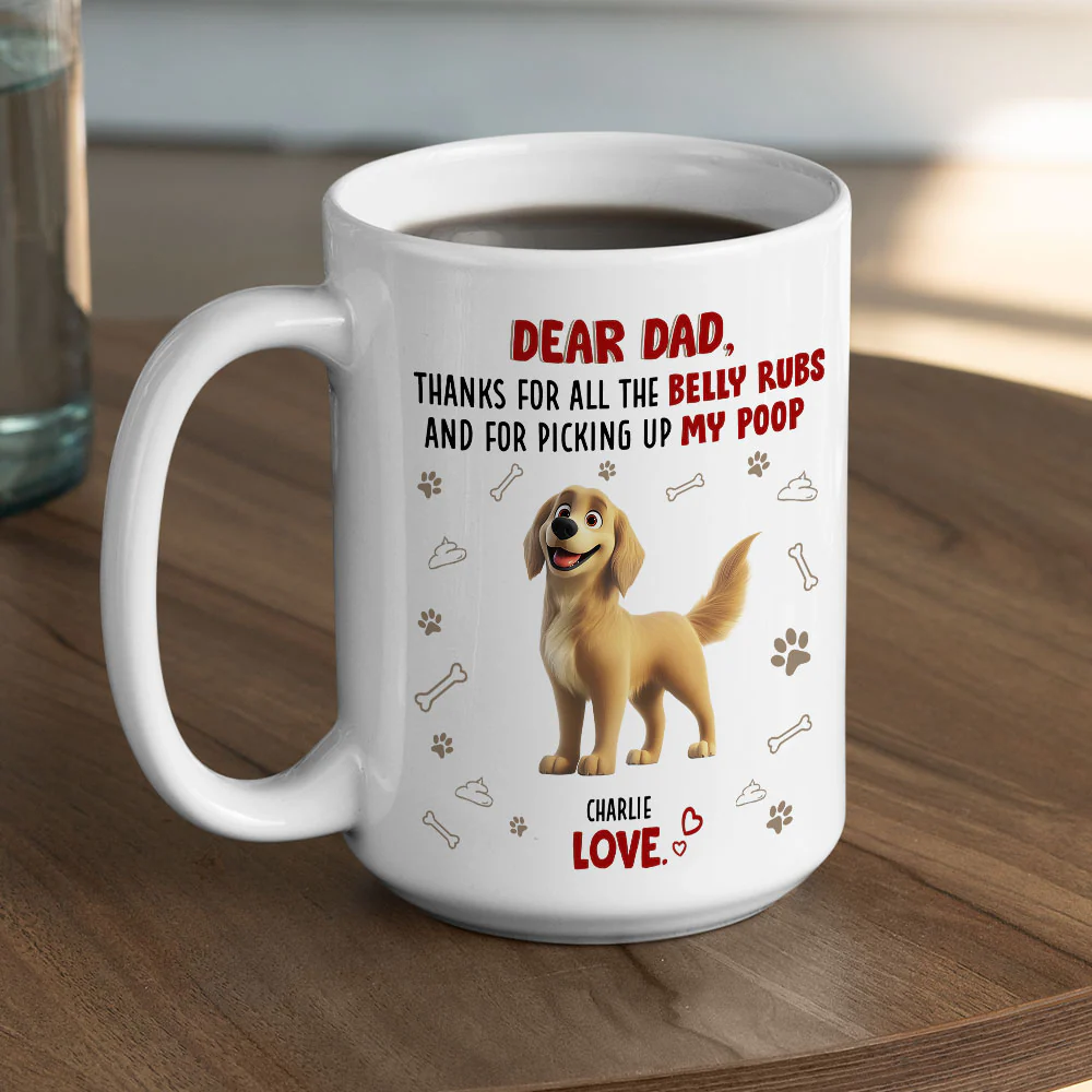 Belly Rub Version For Dad - Personalized Custom Coffee Mug - Image 5
