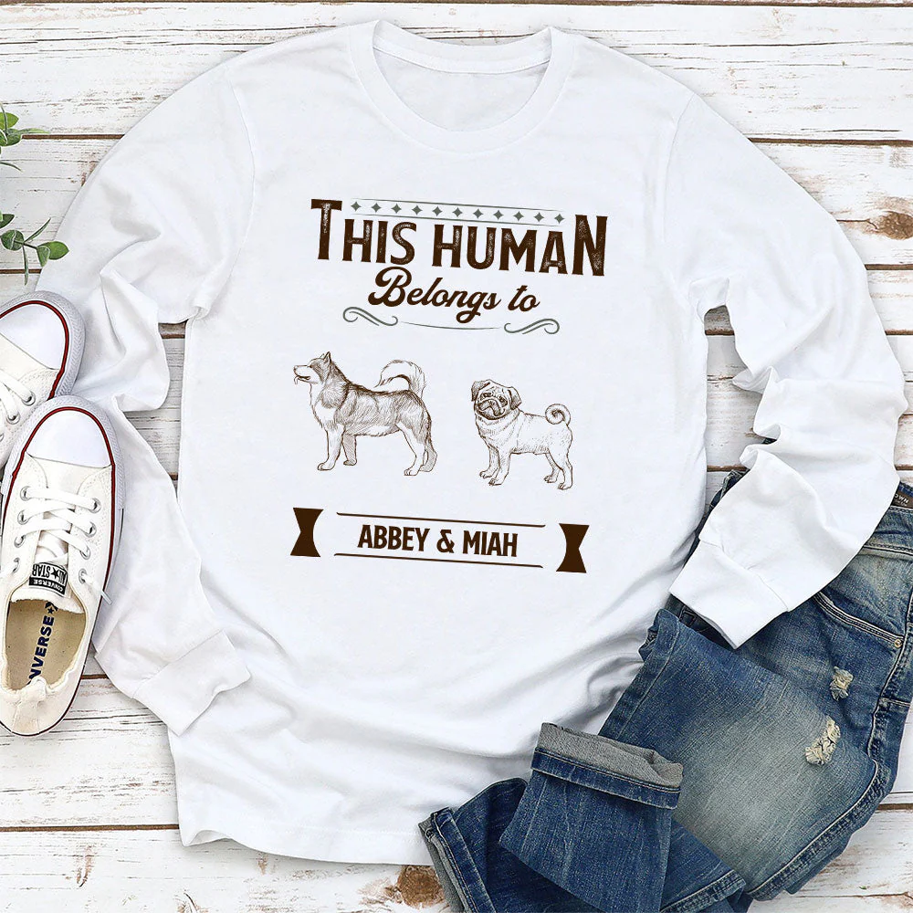 Belongs To Dog - Personalized Custom Long Sleeve T-shirt - Image 2