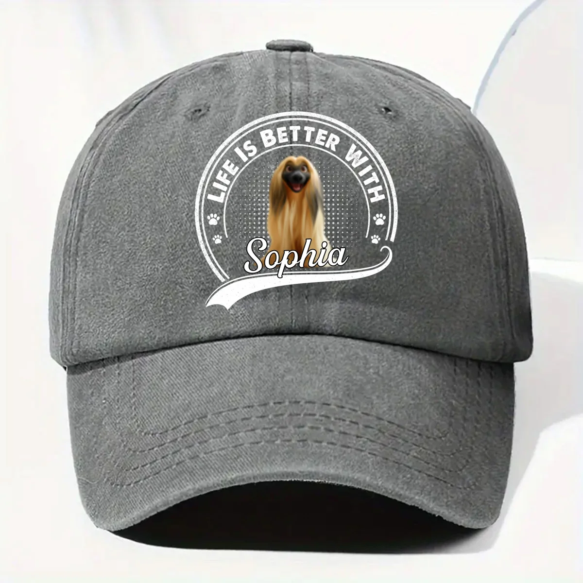 Belongs To Pets - Personalized Custom Vintage Washed Denim Cap - Image 9