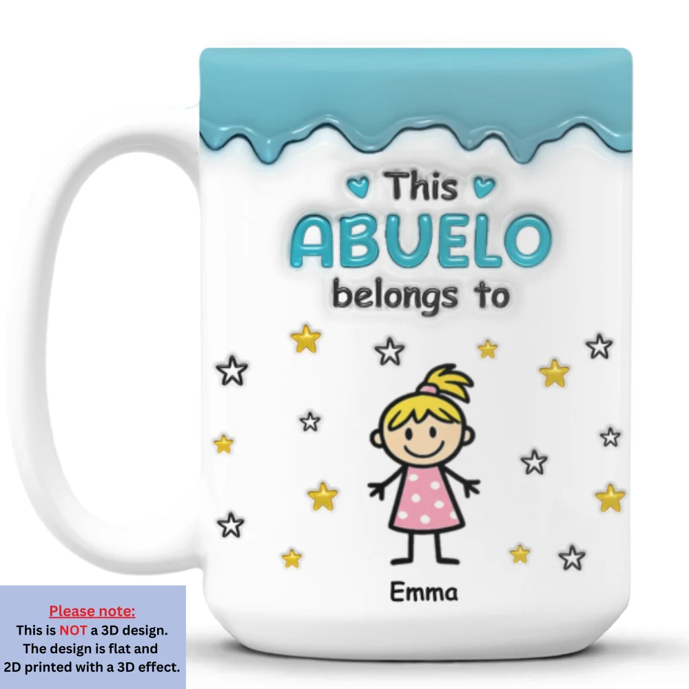 Belongs To Proud Grandpa - Personalized Custom 3D Inflated Effect Mug - Image 9