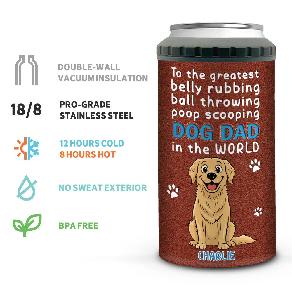 Best Belly Rubbing Dog Dad - Personalized Custom Can Cooler Tumbler - Image 7