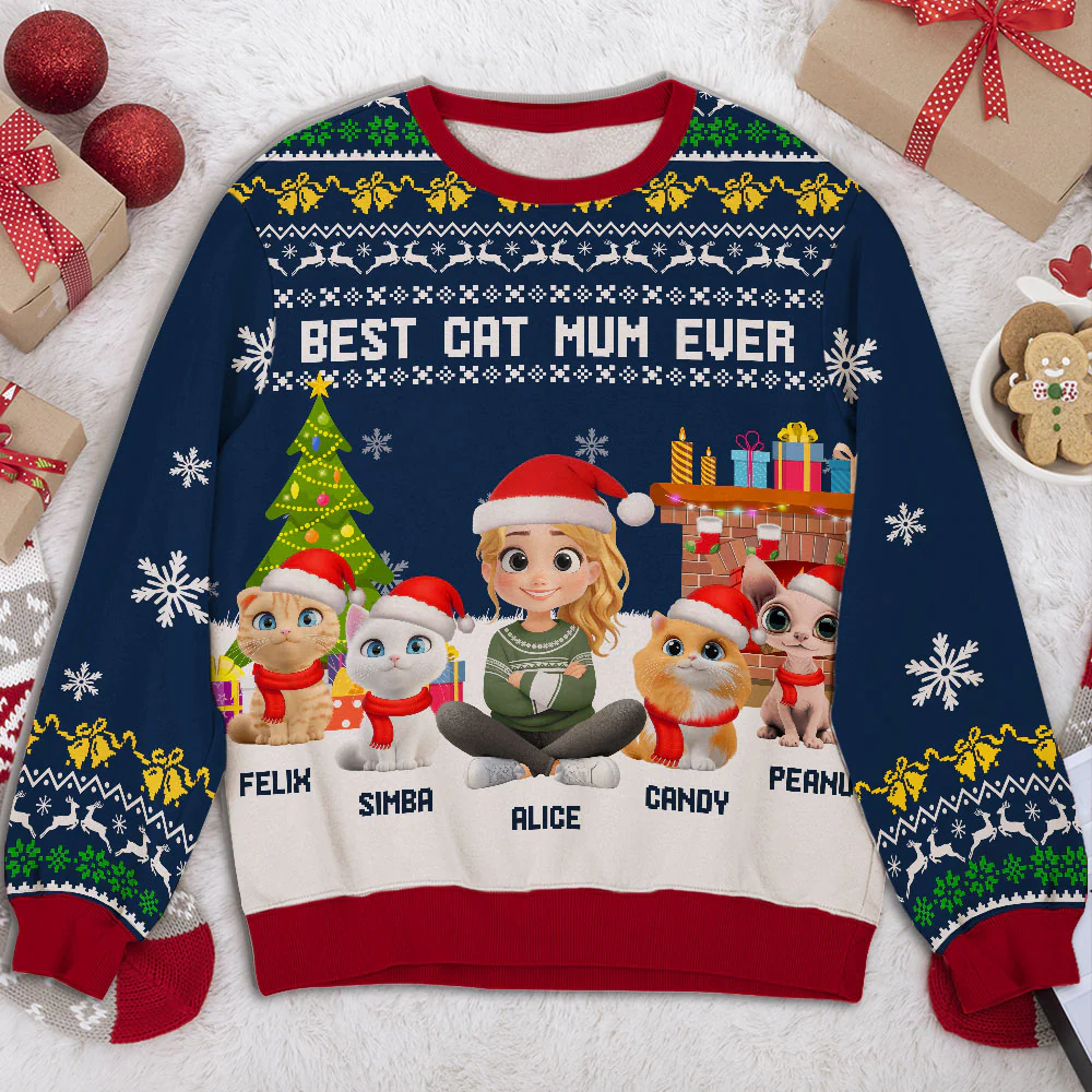 Best Cat Cartoon - Personalized Custom All-Over-Print Sweatshirt - Image 4