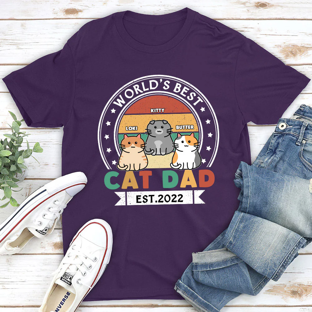 Best Cat Dad Est - Personalized Custom Premium T-shirt - Image 4