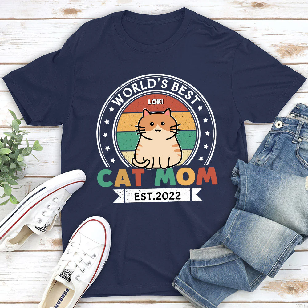 Best Cat Dad Est - Personalized Custom Unisex T-shirt - Image 2