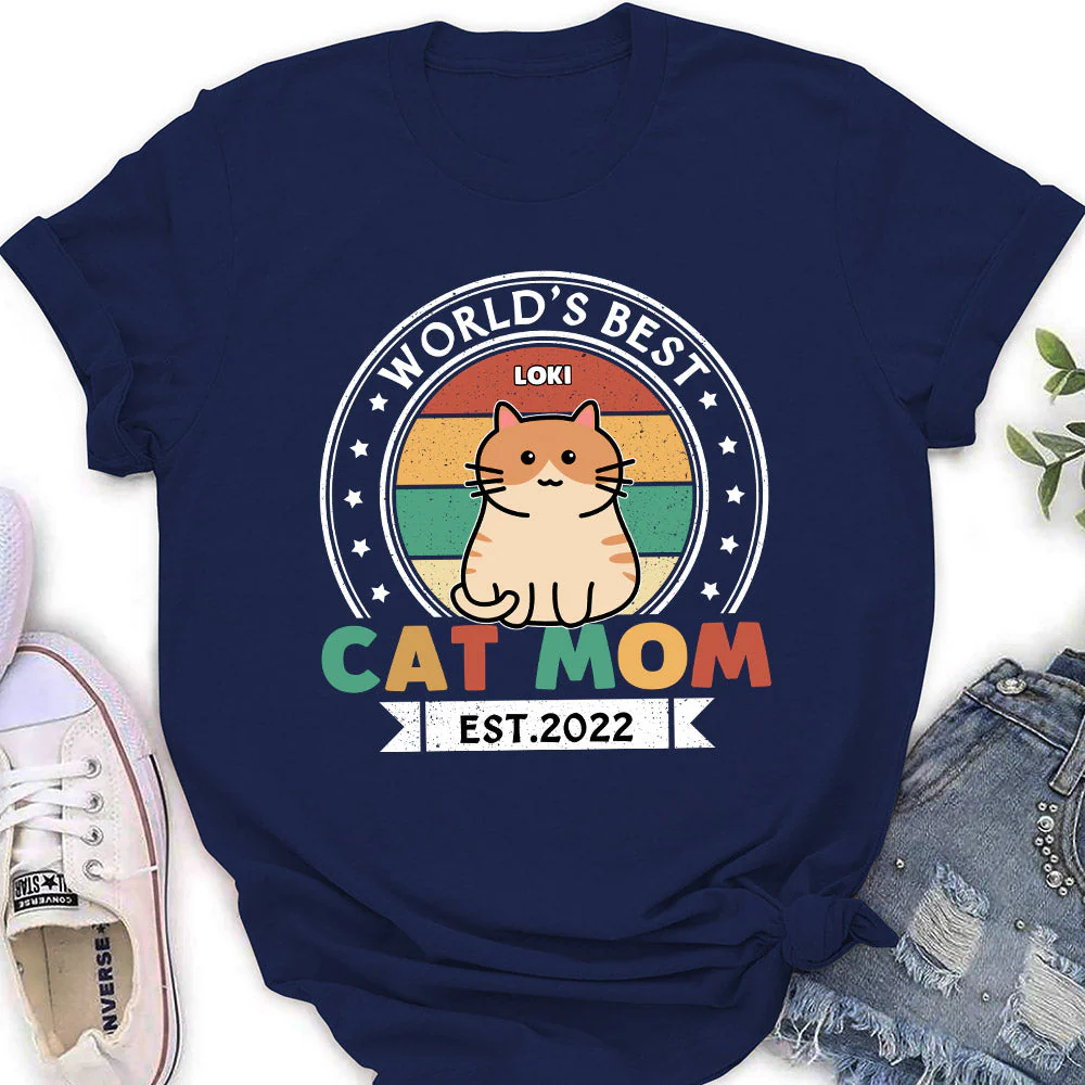 Best Cat Dad Est - Personalized Custom Women's T-shirt - Image 5
