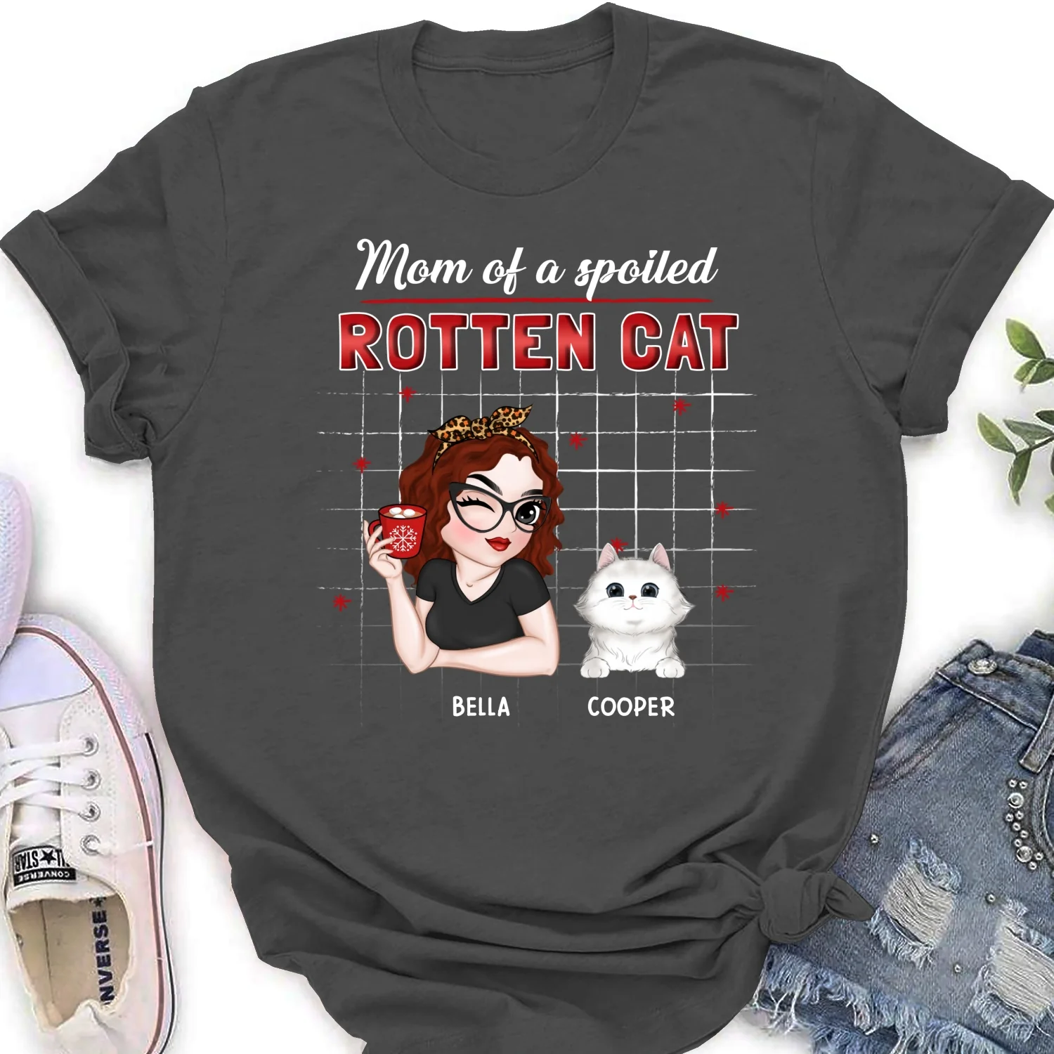 Best Cat Dad Mom - Personalized Custom Women's T-shirt - Image 9