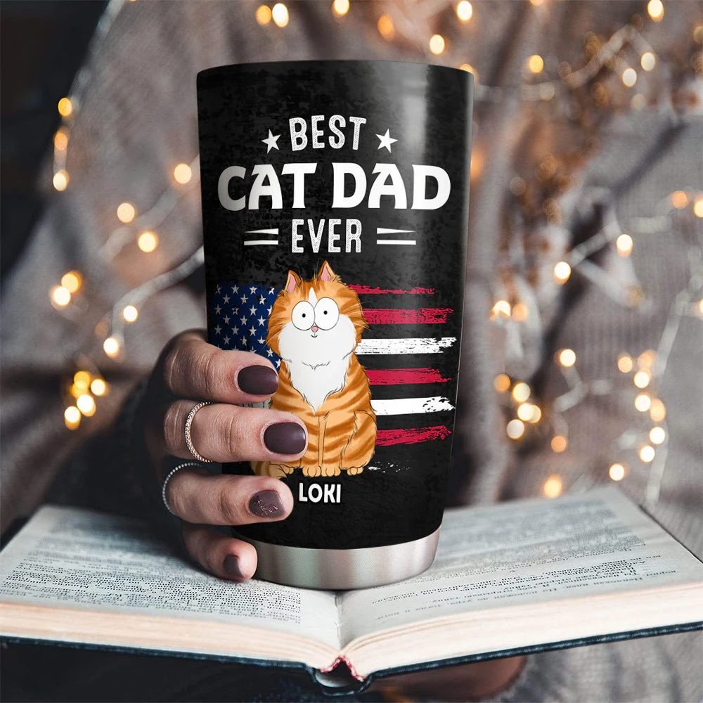 Best Cat Dad - Personalized Custom Tumbler - Image 2
