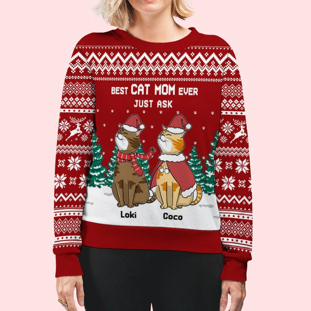 Best Cat Mom/Dad - Personalized Custom All-Over-Print Sweatshirt - Image 6