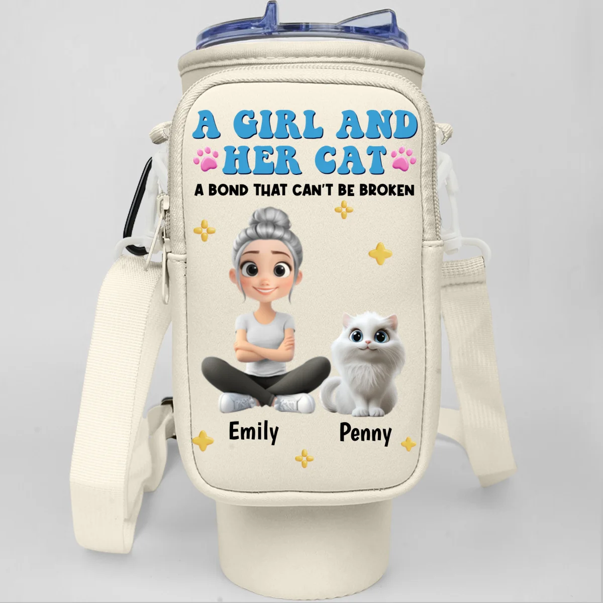 Best Cat Mom Ever - Personalized Custom 40oz Water Bottle Carrier Bag - Image 10