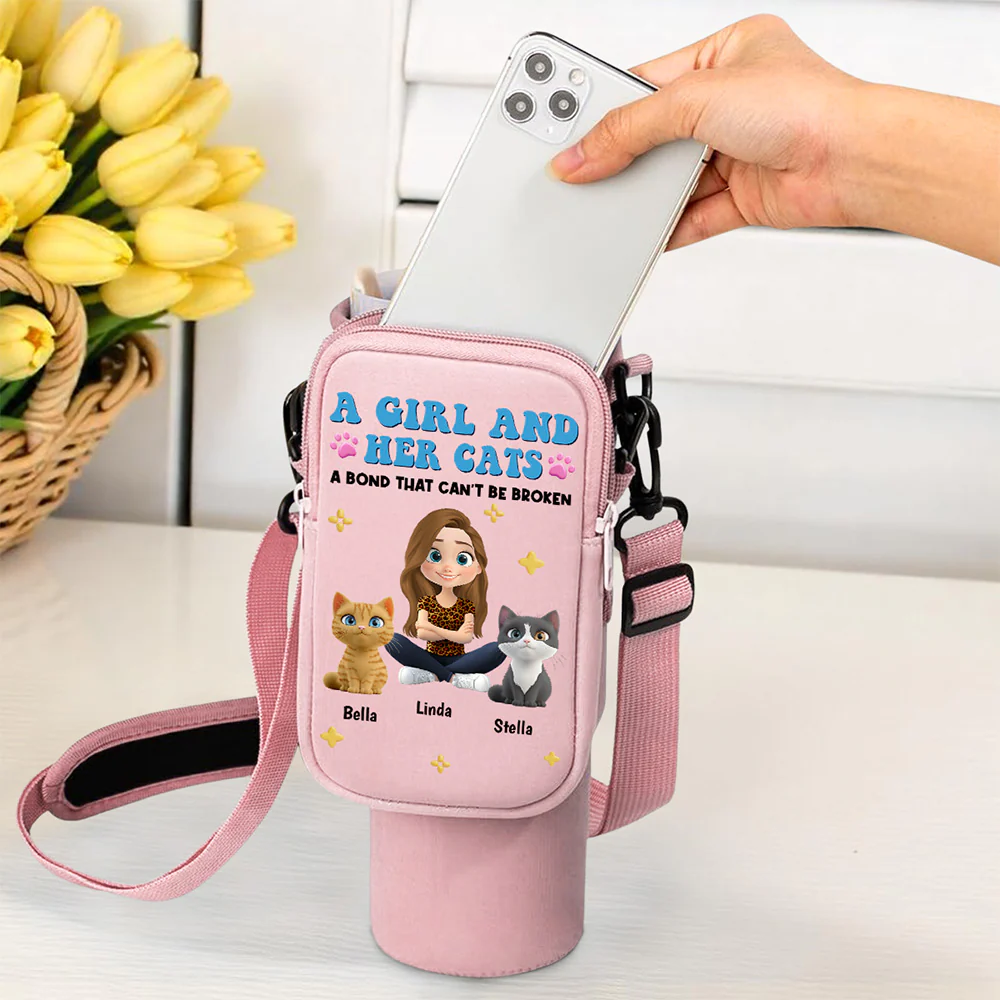 Best Cat Mom Ever - Personalized Custom 40oz Water Bottle Carrier Bag - Image 3