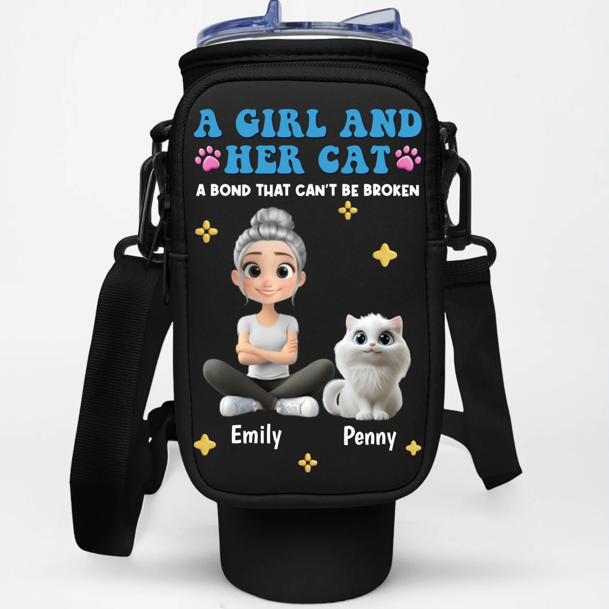 Best Cat Mom Ever - Personalized Custom 40oz Water Bottle Carrier Bag - Image 8